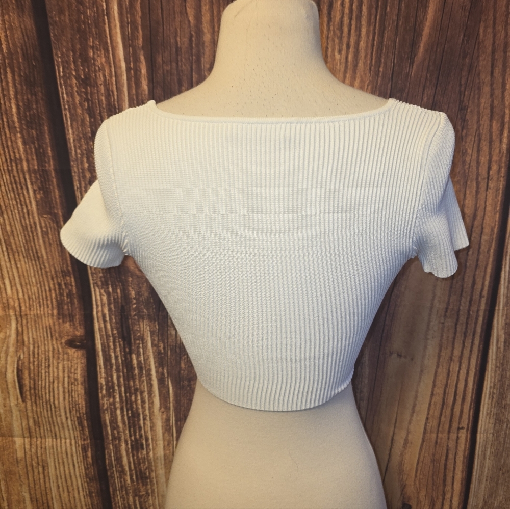 Aritzia Babaton Sculpt Knit Crop Top Size XS White - Picture 5 of 9